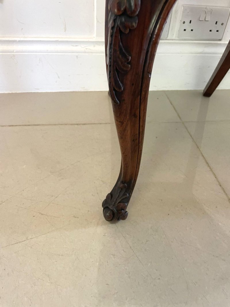 Outstanding Quality Set of 6 Antique Victorian Carved Walnut Dining Chairs - Image 11